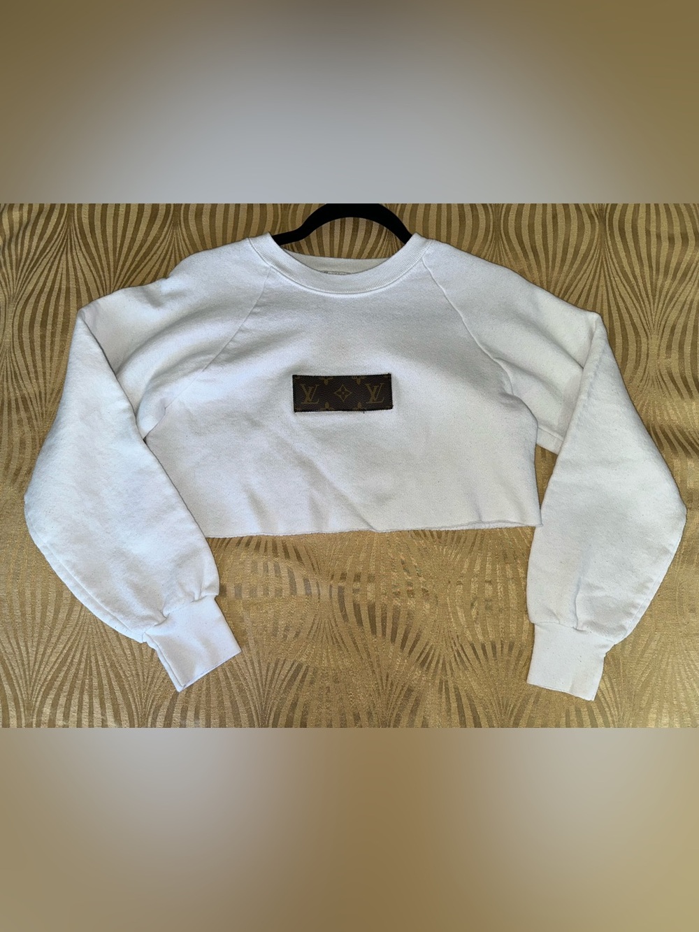 Louis Vuitton Patch White Cropped Sweatshirt